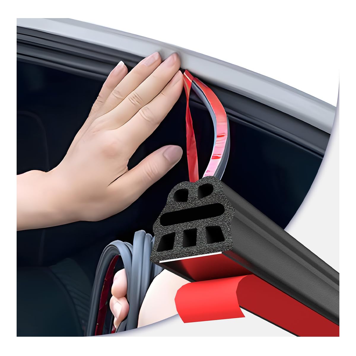 WENINETIES Car Door Seal for Lexus RX II 400h 4WD 2003-2009, 6-Hole Automotive Weather Stripping Self Adhesive Rubber Seal Strip Rubber Sealing Strip (16.4M/53Ft)