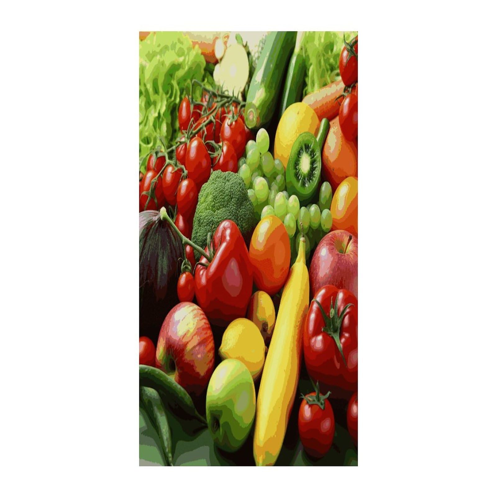 Fekiloot Style Fresh Vegetables Fruits Door Curtain Room Divider Curtains