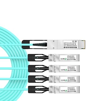 100G to 4X 25G Breakout Active Optical Cable for H3C,Fiber Optic Transceivers,NIC,5M/16.4FT QSFP28 to 4X SFP28 OM3 Multi-Mode Fiber Stacking Cable