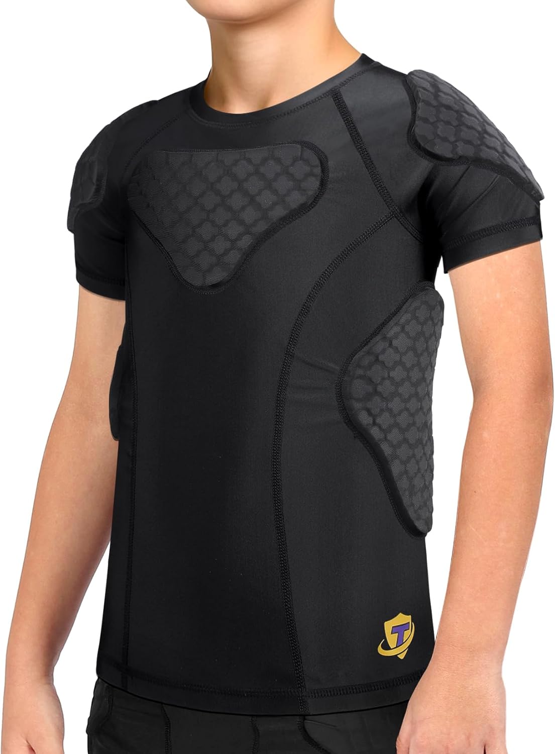 DGXINJUN Youth Padded Shirt Chest Rib Heart Guard Protector Kids Shirt for Football Rugby Lacrosse Baseball Softball