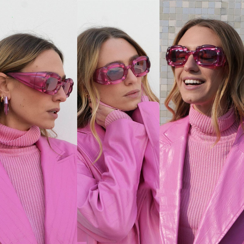 High Fashion Summer Oversized Pink Sunglasses ? Good Energy Pink Sunglasses for Women | Rectangular Sunnies  main image 2