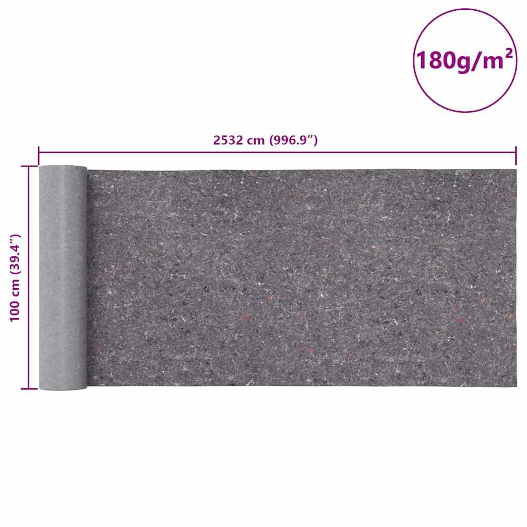 Antypoślizgowa włóknina malarska, 2 sztuki, 25 m, szara, 180 g/m², mata podłogowa do renowacji i prac budowlanych, wodoodporna i odporna na zarysowania, idealna do przykrywania płytek