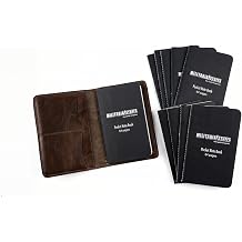 Handmade Vintage Leather Journal Cover -Notebook cover for Field Notes & Moleskine Cahier Compatible -3.5x5.5 Notebook Cover, Brown w/th Black Notebook