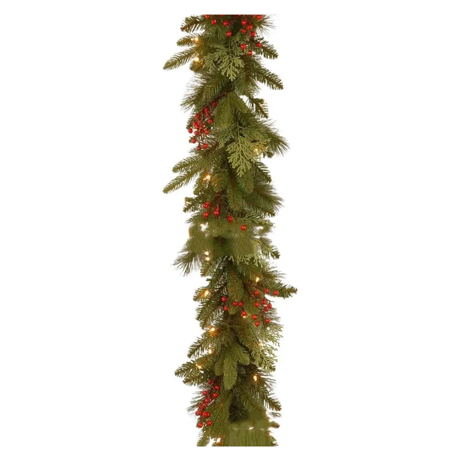 Guirnalda de Navidad Guirnalda navideña de Pino, Cono, Baya, Verde, decoración de árbol de Pino Artificial, Adorno de 180cm/6 pies para decoración(07)
