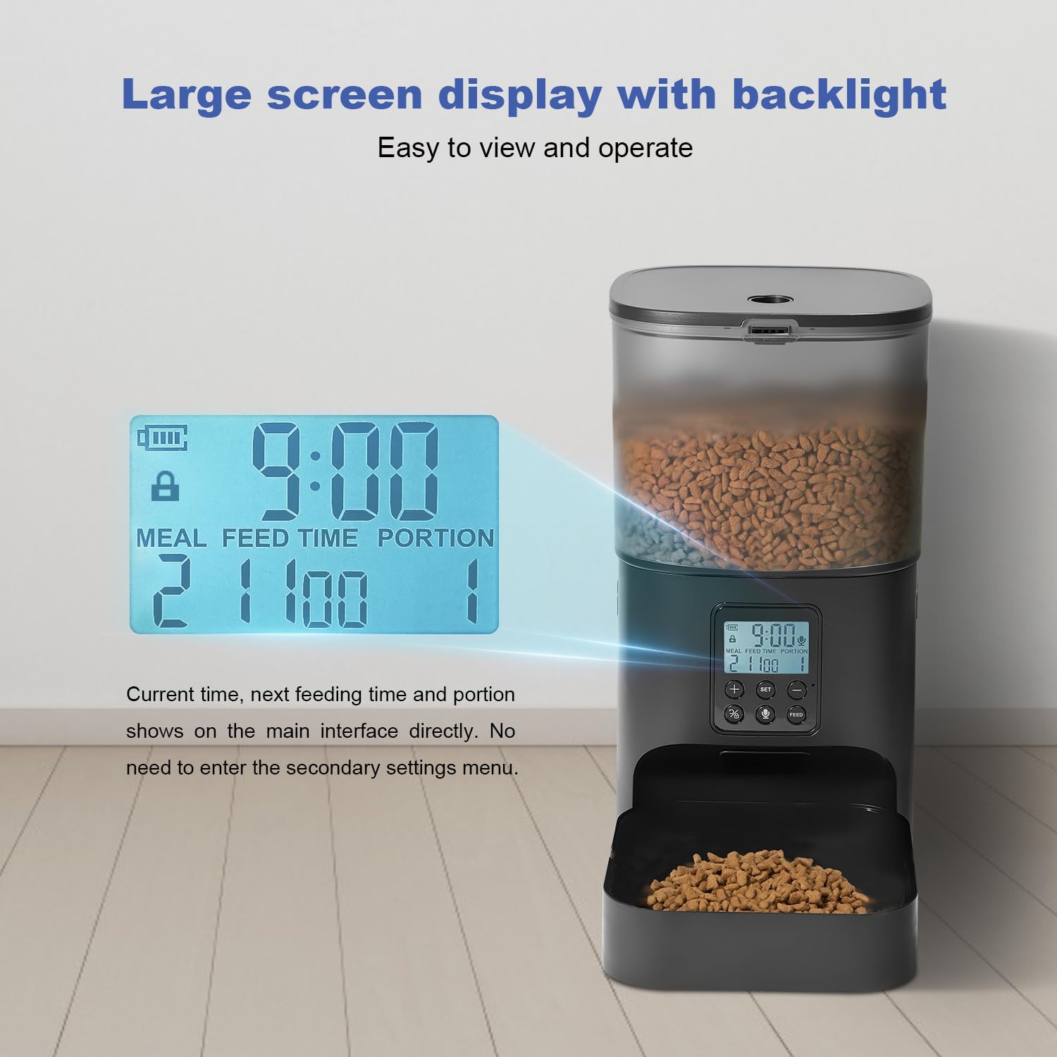ANDOLL HOME Automatic Cat Feeder,4L Timed Cat＆Dog Dry Food Dispenser view 9