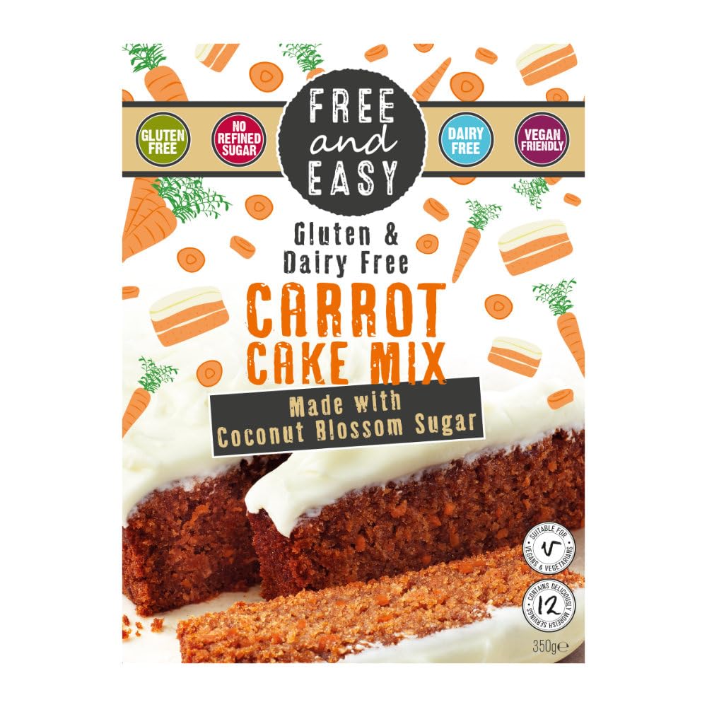 Free & Easy Gluten & Dairy Free Carrot Cake Mix Coconut Blossom Sugar 350g