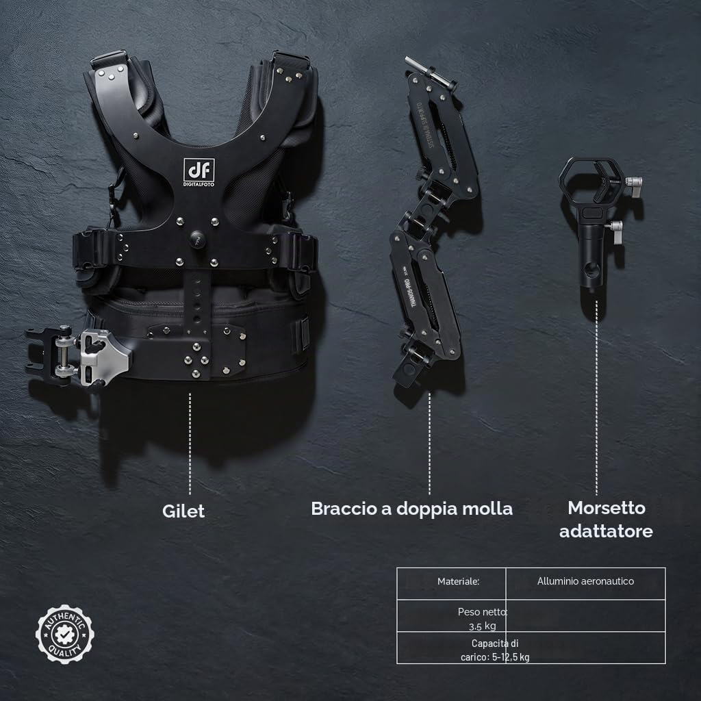 Thanos Pro C3Ⅱ Steadicam Gilet Gimbal Stabilizzatore, Braccio inclinabile regolabile, Gilet stabilizzatore Gimbal per DJI Ronin RS5 RS4 PRO,DJI RS4 Mini, RS3 Mini, RS3 PRO, RS2,etc. Payload 5–12,5 kg