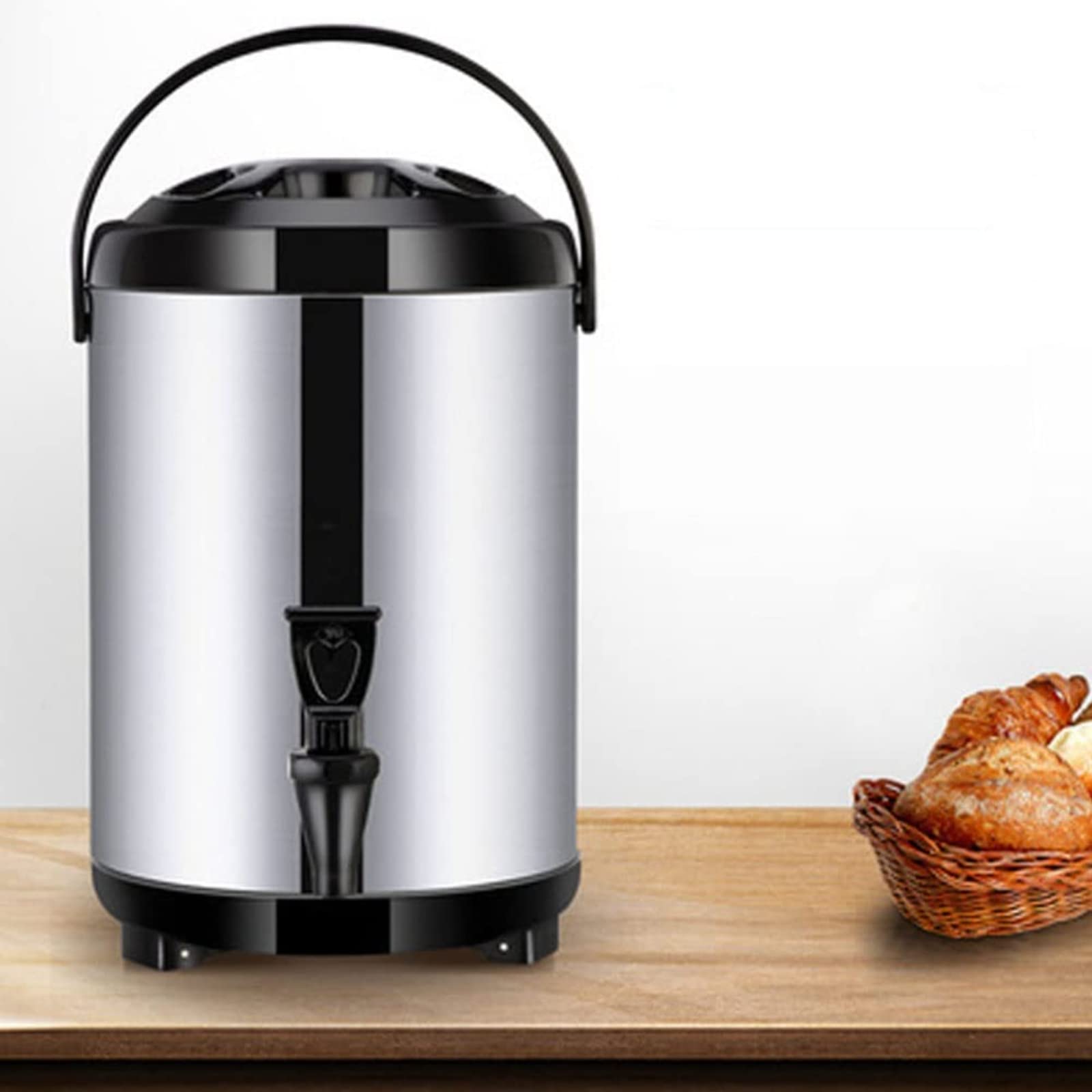 Dispensador de Agua fría y Caliente con Grifo, dispensador de Bebidas Aislado de Gran Capacidad de Acero Inoxidable(10L)