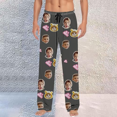 Personalized Pajama Pants with Photo Men Women, Custom Funny PJ Pants Pajama Bottoms Sleepwear Gifts Design with Face3