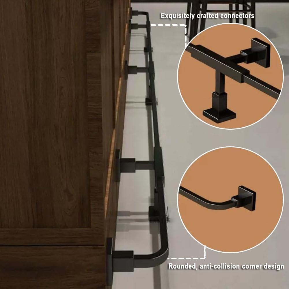 Repose-pieds En Acier Inoxydable Pour Îlot De Cuisine, Supports Sous Plan Et Kit De Montage Solution Complète De Balustrade Pour Tabourets(Silver,5.91ft/1.9m)