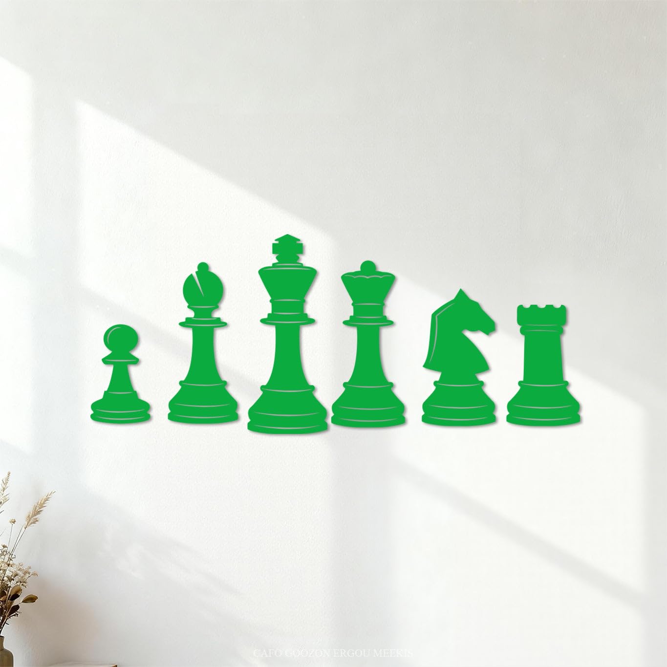 Image of Chess Pieces Wall Decals 42x102.6cm Wall beautification Green