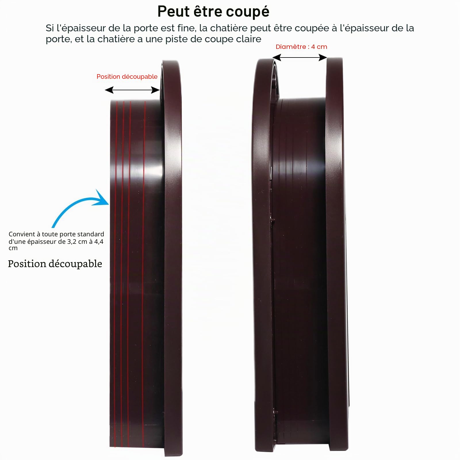 Wordcam Porte intérieure pour chat - Verrouillage à 2 voies - Pour chats jusqu'à 9 kg - Porte pour animaux domestiques - Pour chats, chatons et petits chiens (marron)