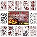 Calcomanías de Halloween Sangrientas, Fyvadio 160pcs Horror Pegatinas para Halloween, 3D Murciélagos, Araña, Huellas de Sangre calcomanías de Huellas de Sangre, para Decoraciones Fiesta de Halloween