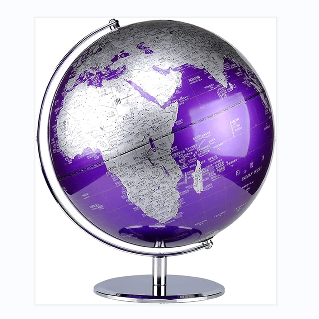 Globe, with Chrome Metal Base and Hd Map Clear Text Marking(32cm Purple)