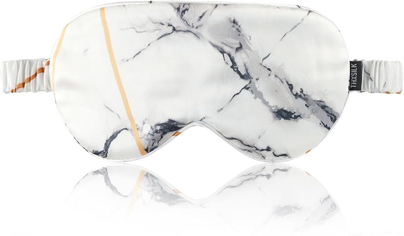 Máscara para olhos THXSILK em seda pura de amoreira, 19 momme, Marble-White