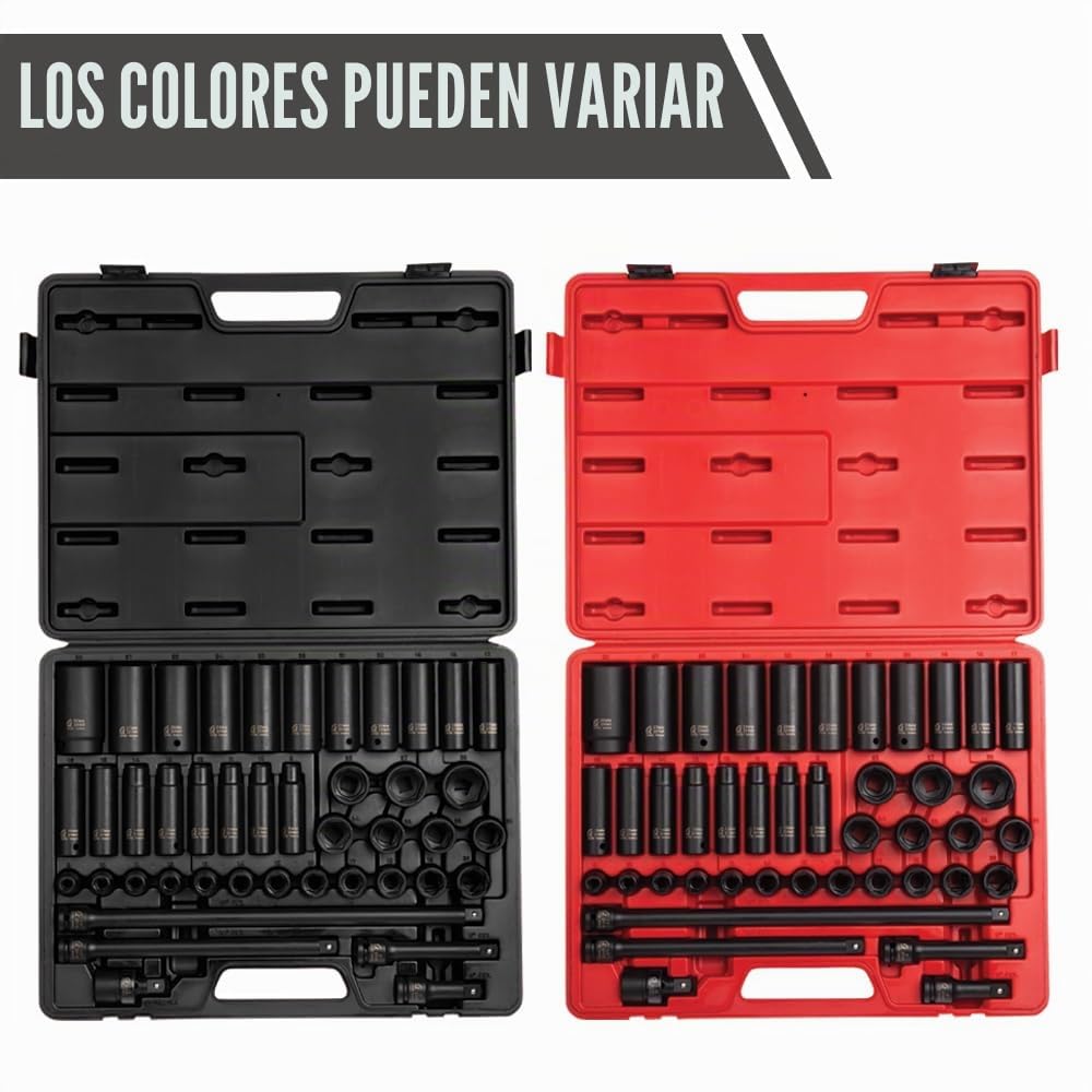 Sunex, 2569, Juego de llaves de impacto de 1/2 pulgada, 43 piezas, métricas, 9-30 mm, estándar/profundo, aleación de acero al cromo molibdeno, diseño de esquina radial, caja de almacenamiento