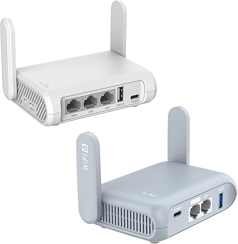 GL.iNet GL-SFT1200 (Opal) Router WiFi de viaje seguro y GL.iNet GL-MT3000 (Beryl AX) de bolsillo Wi-Fi 6 inalámbrico de viaje Gigabit Router