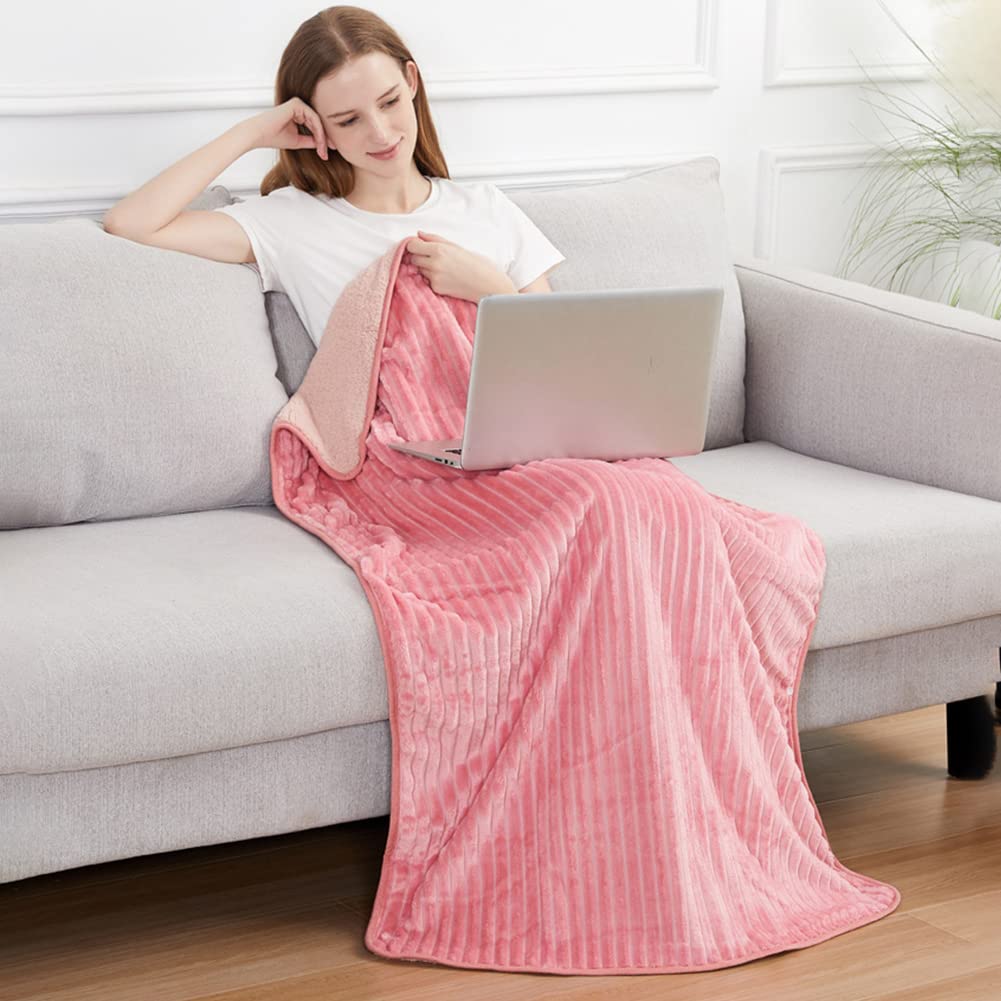 WOOLALA Couverture châle chauffante USB en polaire avec fermeture à pression, 3 réglages de température pour la maison, le bureau, l'extérieur, lavable en machine (140 x 80 cm)