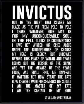 Motivational Invictus Poem Quote Wall Art Print - Inspirational Home Decor for Bedroom, Den, Office, Classroom or Dorm Room - Gift for Entrepreneurs, Teachers, Men, Teens, Kids - 8x10 Photo - Unframed