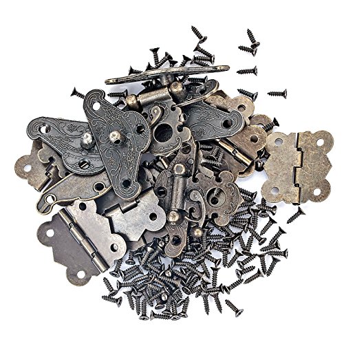 Pgmj Jewelry Box Hardware 6 Pieces Retro Design Decorative Cabinet Jewelry Box Antique Buckle Wooden Box Latch Decorative Hasp Latch Buckle And 12 Vintage Bronze Engraved Designs Hinge And 100 Screws #TOP2