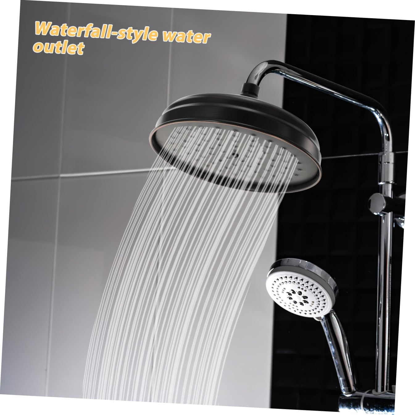 Cabezal de Ducha Fijo Retro de Cobre Negro Rociador de Lluvia Grande para Baño Suministro de Ducha Efecto Cascada Antiobstrucción Compacto y Fácil de Instalar Vintage