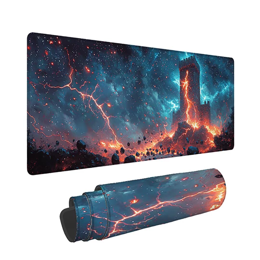 Podkładka pod mysz XXL, krajobraz, duża podkładka pod mysz dla graczy 1600 x 800 x 3 mm, kolorowa podkładka pod mysz ze szwami na krawędziach, ponadwymiarowa, antypoślizgowa gumowa podkładka pod mysz