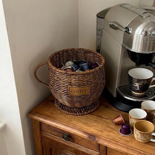 WuJiLiving Large Woven-Look Coffee Pod Storage Basket, Coffee Bar Organiser - Image 2