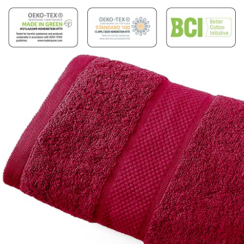 Infinitee Xclusives Premium Red Bath Towel Set For Bathroom - [Pack Of 8] 100% Cotton Bathroom Towel Set - 2 Bath Towels, 2 Hand Towels And 4 Washcloths #TOP2