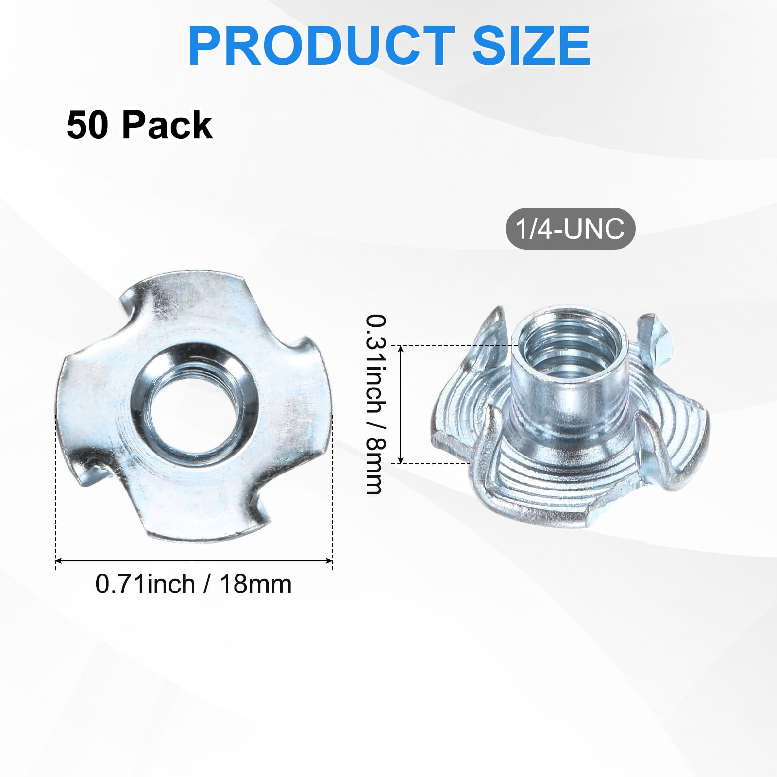 M METERXITY 50-Pack 1/4-UNC T-nut - Image 3