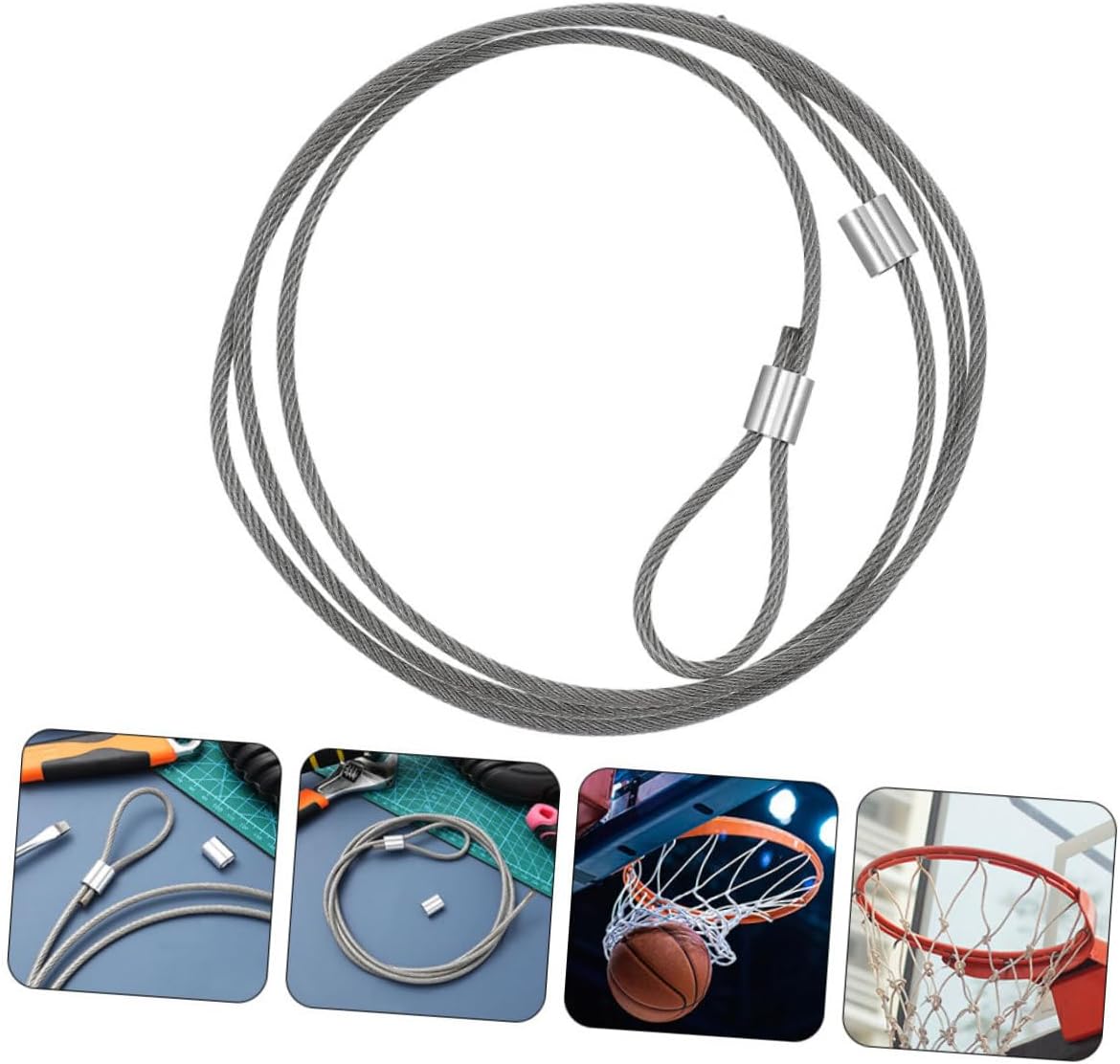 Milisten 2pcs Basketball Net String Heavy Duty Basketball Threading Cord with Aluminum Buckle Replacement for Outdoor Standard Hoops Sports Court Accessories