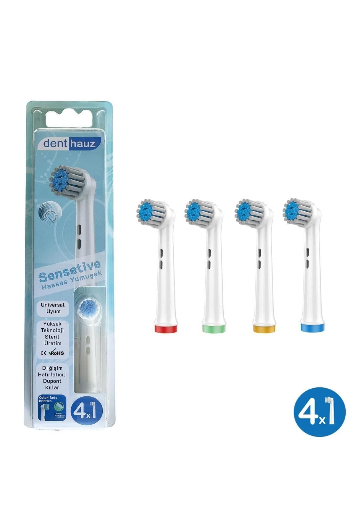Denthauz Sensetive - Ekstra Yumuşak Oral-B Uyumlu Diş Fırçası Başlığı - 4 Adet Yedek Başlık