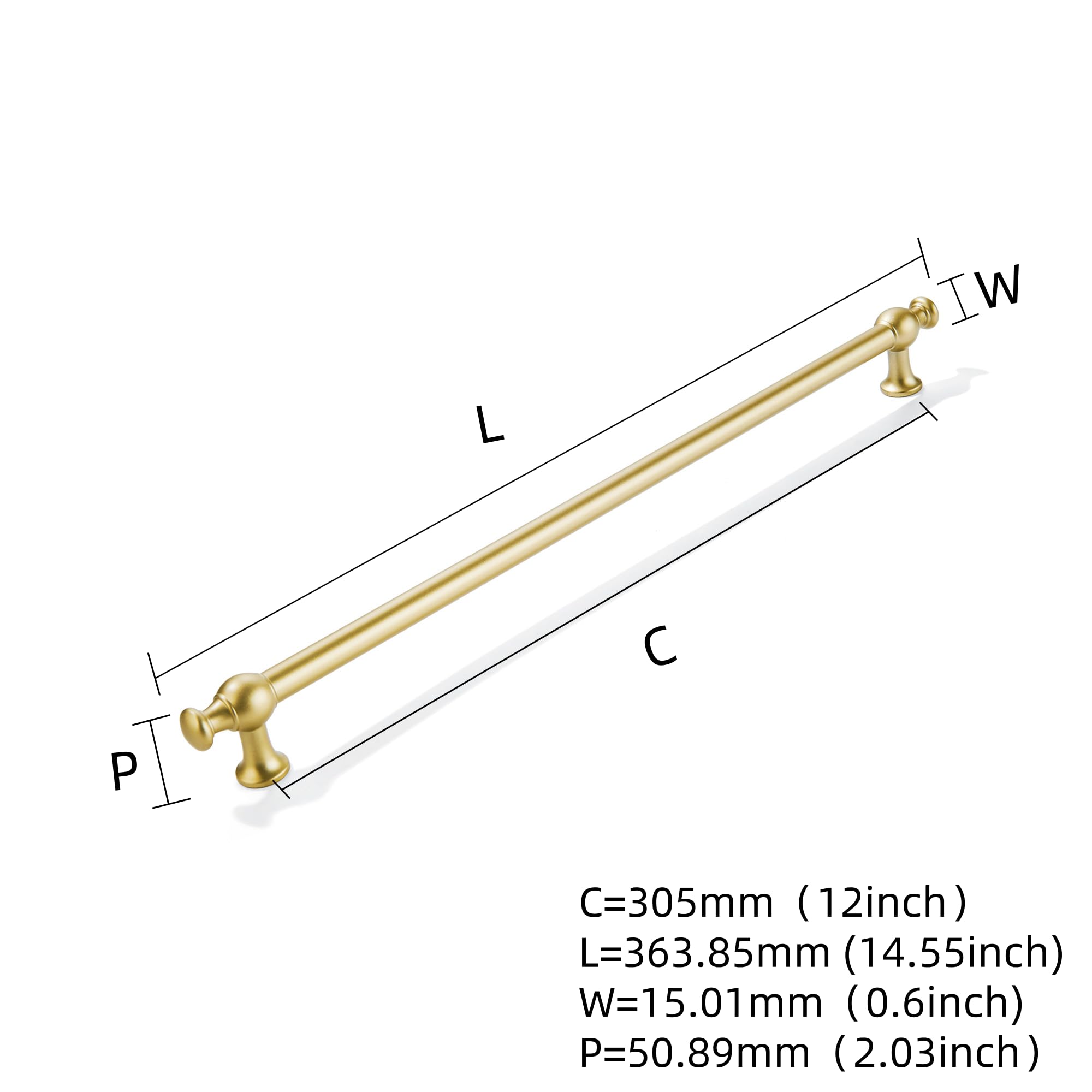 Square Brushed Gold Appliance Pull - 80453, 12 in (305 mm) — KHTUMEWARE