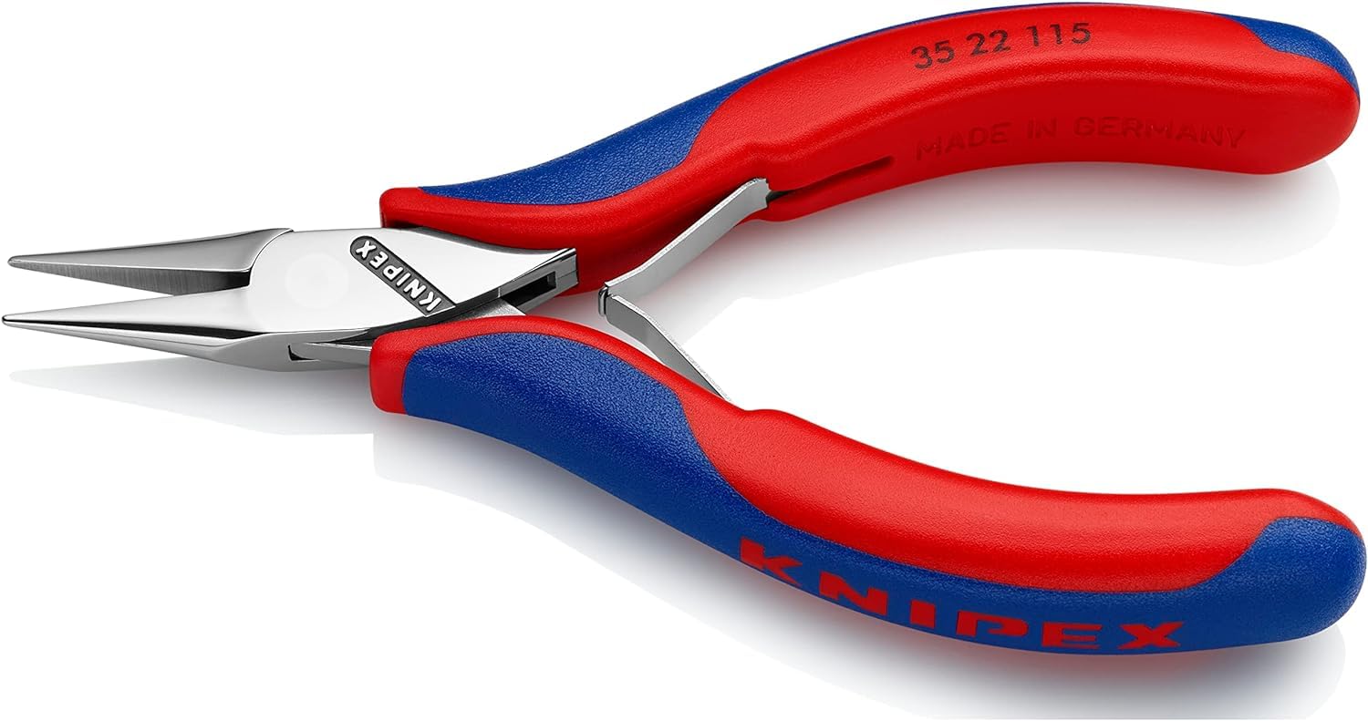 Knipex Pince de préhension pour l'électronique avec charnière entrepassée sur carte LS avec poignées multimatières 115 mm, 35 22 115 SB