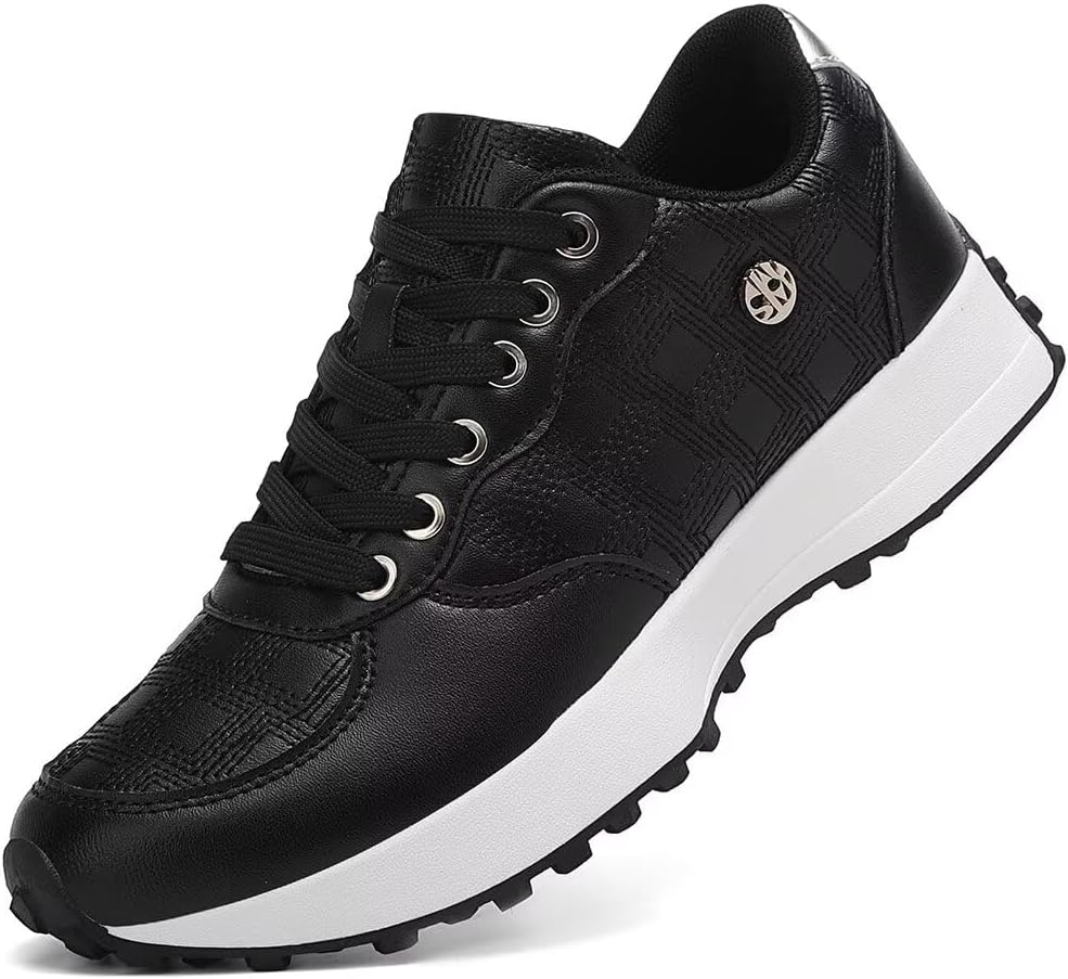 Trendy Sneakers for Women - Memory Foam and Non-Slip Comfortable Casual Ladies Shoes for Womens Fashion Sneakers - Lightweight Lace-up Shoes