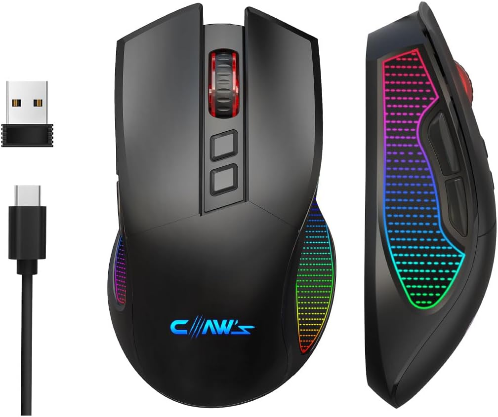 Claw's Crossfire Air Kablosuz 10000 Dpi Pixart PMW3325 Sensör Makro Yazılımlı Chromatic RGB Kablosuz Gaming Mouse - Siyah
