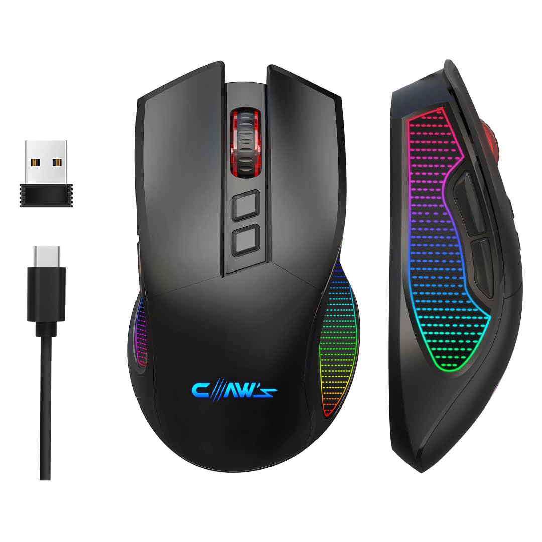 Claw's Crossfire Air Kablosuz 10000 Dpi Pixart PMW3325 Sensör Makro Yazılımlı Chromatic RGB Kablosuz Gaming Mouse - Siyah