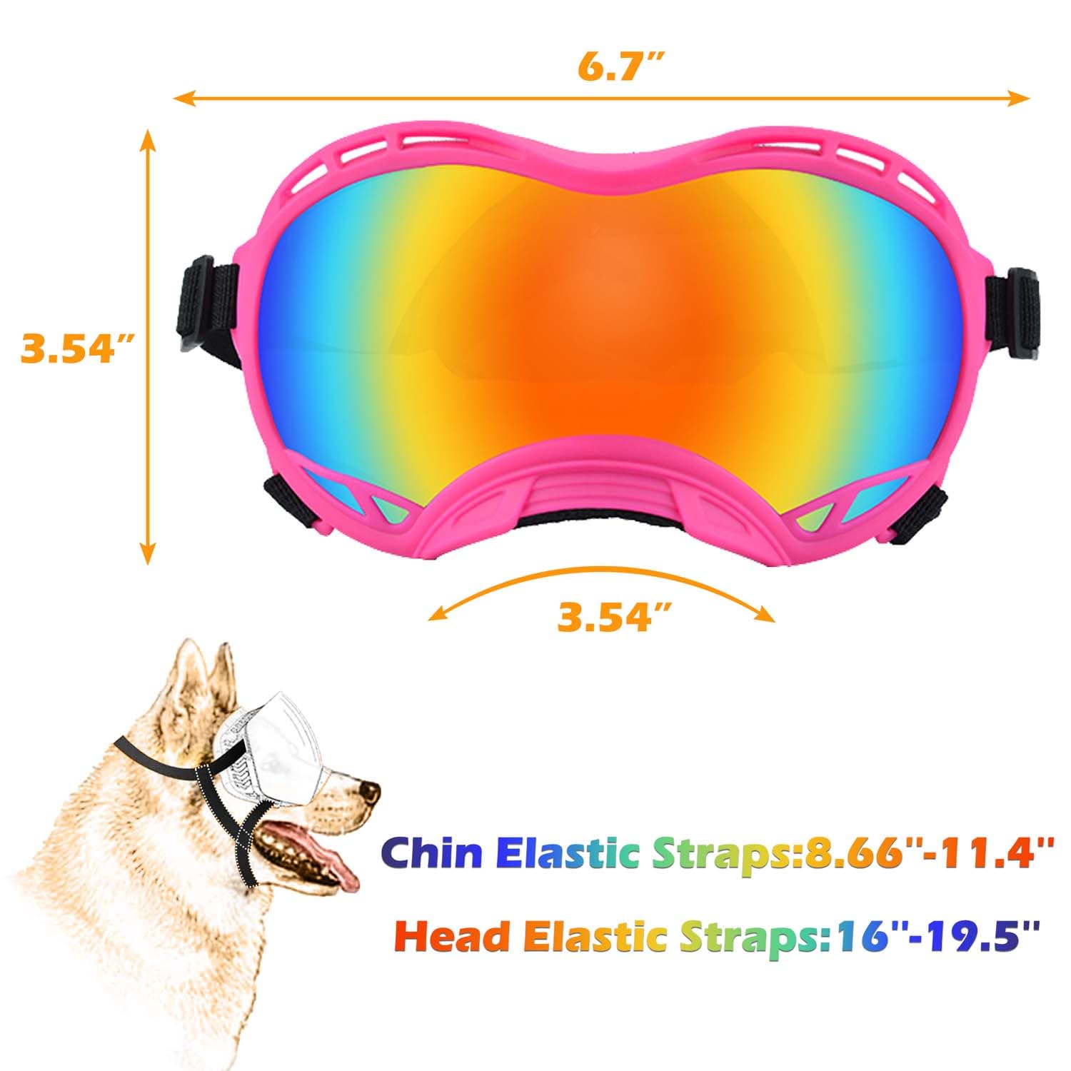 Dog Sunglasses,Doggles Anti-UV Protection,Pet Sunglasses with Adjustable Strap,Suitable for Motorcycle Car Driving Bike Riding Hiking Swimming Wind Dust Fog Dog Eye Protection - Image 3