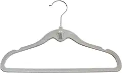 Clingo Cabide Infantil de Veludo, Pack com 5 Unidades, Antideslizante, Ultrafino e Resistente, Cor Cinza