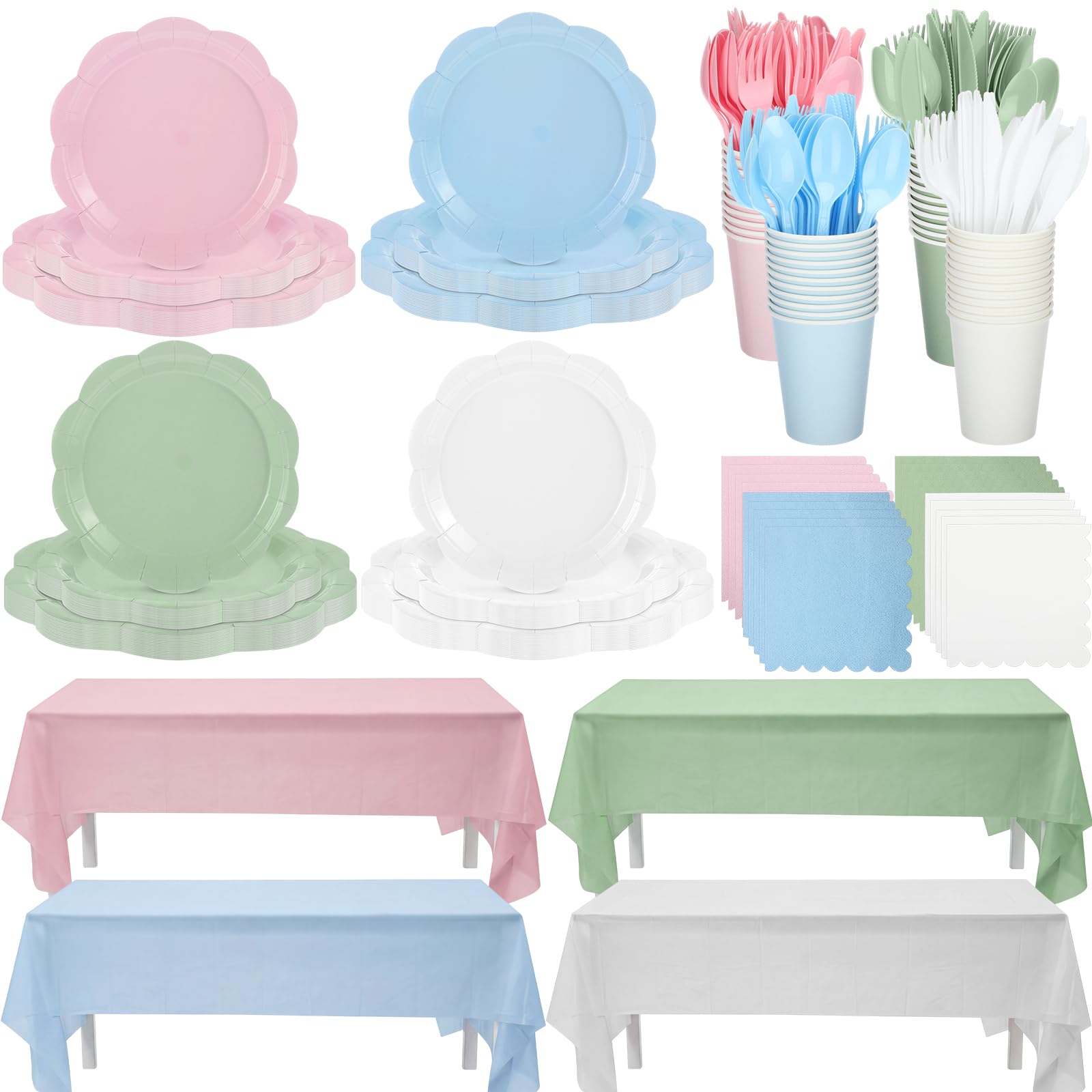 Havawish Pastel Party Plates & Cutlery Set -1
