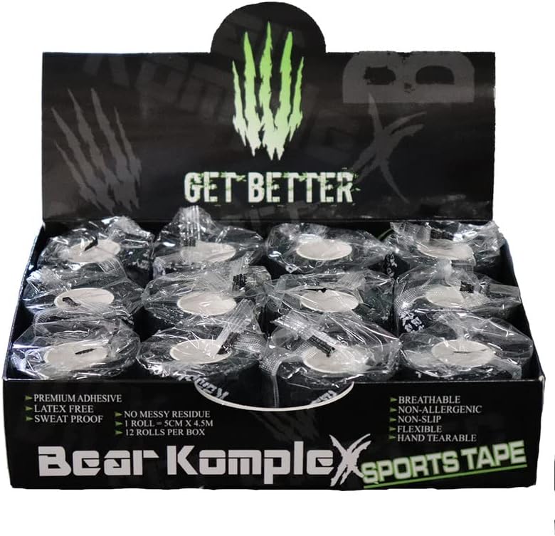 Bear Komplex Athletic Sports Thumb Tape, Premium Adhesive Wrap, 5 cm Tape for at-Home Workouts, Sweatproof, Breathable, and Non-Slip for Lifting, Crossfit, and Hook Grip, Hypoallergenic and Latex Free