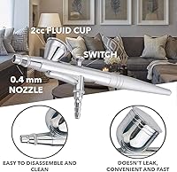 Vista 4 de Pistola de aerógrafo portátil de alimentación por gravedad para aerógrafo de clavos, pistola de oxígeno, pintura en aerosol de seda, kit