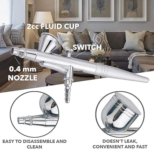 Miniatura 4 de Pistola de aerógrafo portátil de alimentación por gravedad para aerógrafo de clavos, pistola de oxígeno, pintura en aerosol de seda, kit de