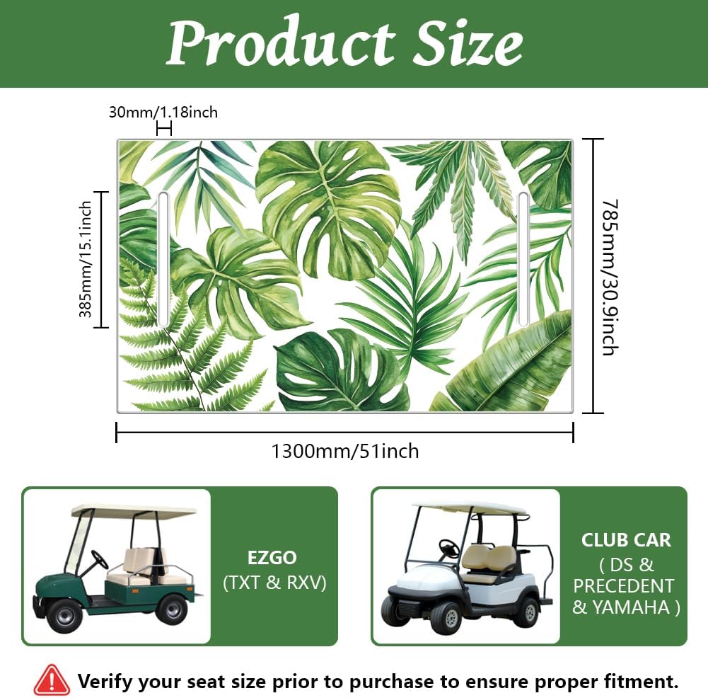 peacoblue Golf Cart Seat Covers Towel Tropical Plants 100% Microfiber 51"x31" Golf Cart Seat Blanket Cushions Golf Accessories Universal Fit for Club Car EZGO Yamaha Precedent 2-Seat Golf Carts