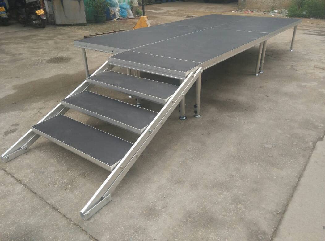 Escalera para Escenario Reforzada Antideslizante para Módulo de Escenario de 200 x 100 cm con Altura Regulable. Tarima para Eventos Profesional con Patas.