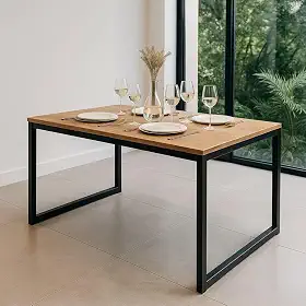 Mesa de Jantar Industrial 120x80 cm com Estrutura em Metalon (MEL)