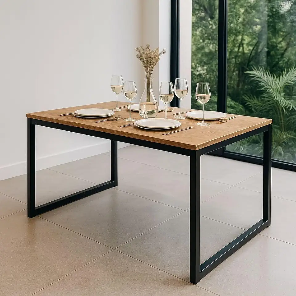 Mesa de Jantar Industrial 120x80 cm com Estrutura em Metalon(MEL)