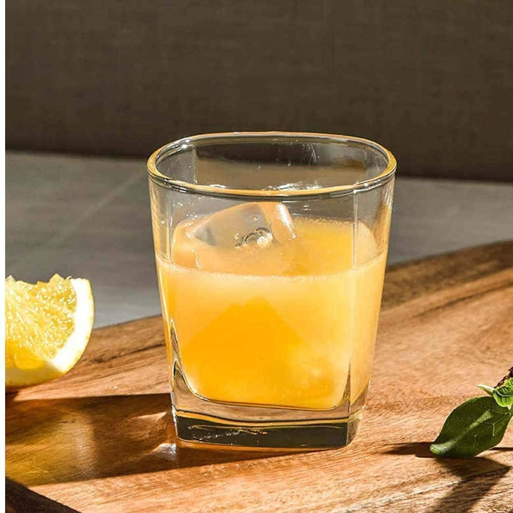 Shivaaro Crystal Clear Small Square Juice Water Glasses Welcome Drink with Beautiful Square Shape (150 ML) (Set of 6) 2