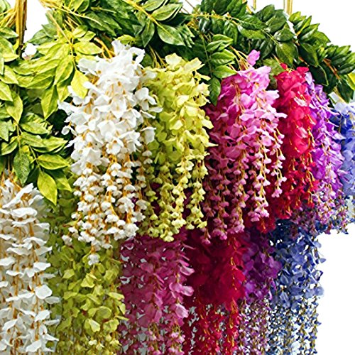 Calcifer 43'' Set Of 9 Artifical Wisteria String Hanging Silk Flower String Wedding Decor (Pink) #TOP12