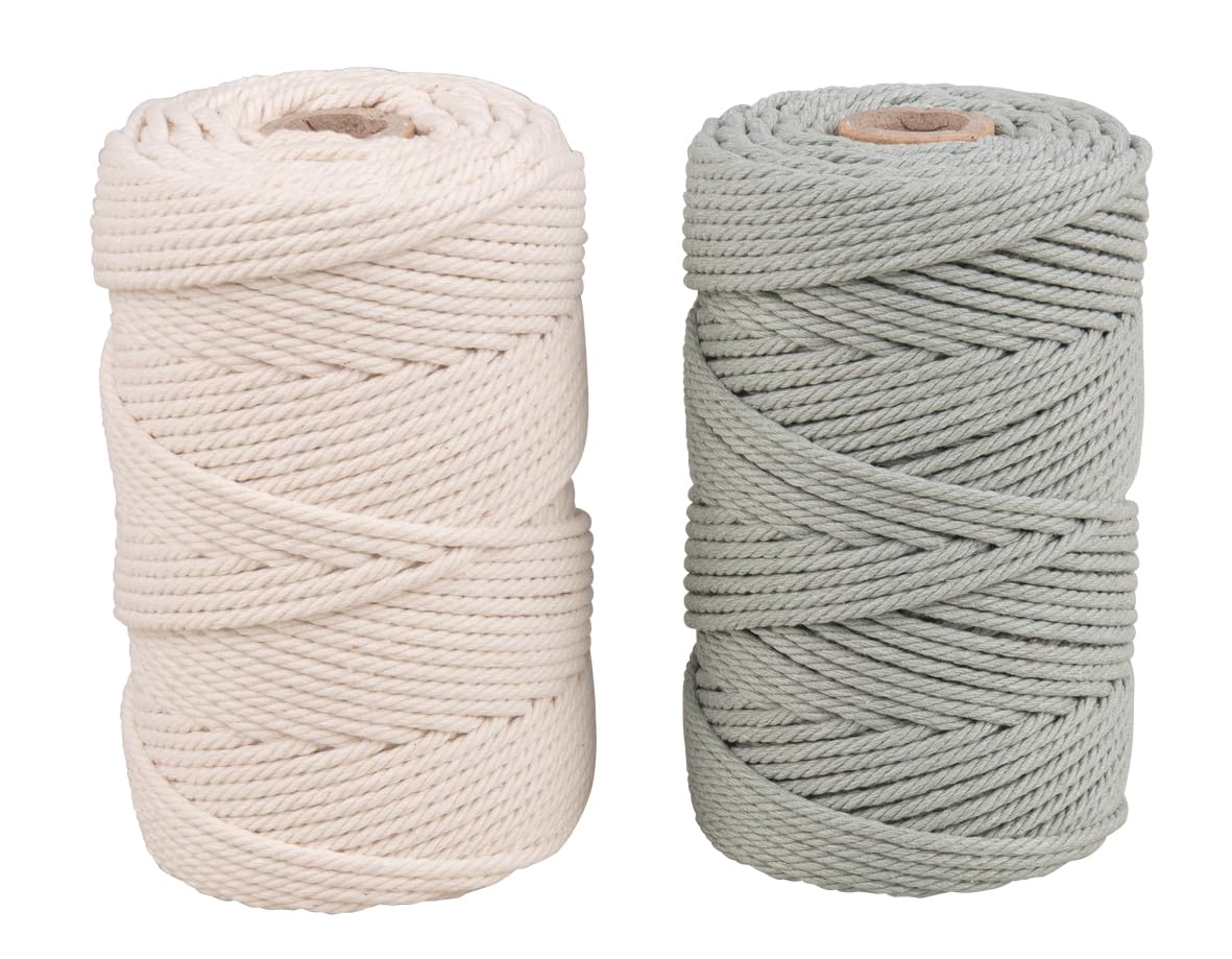 Rayher Macramé yarn set, 2.2mm ø, eucalyptus, 2x approx.200g, 2 spools of 70 m each, 44000502