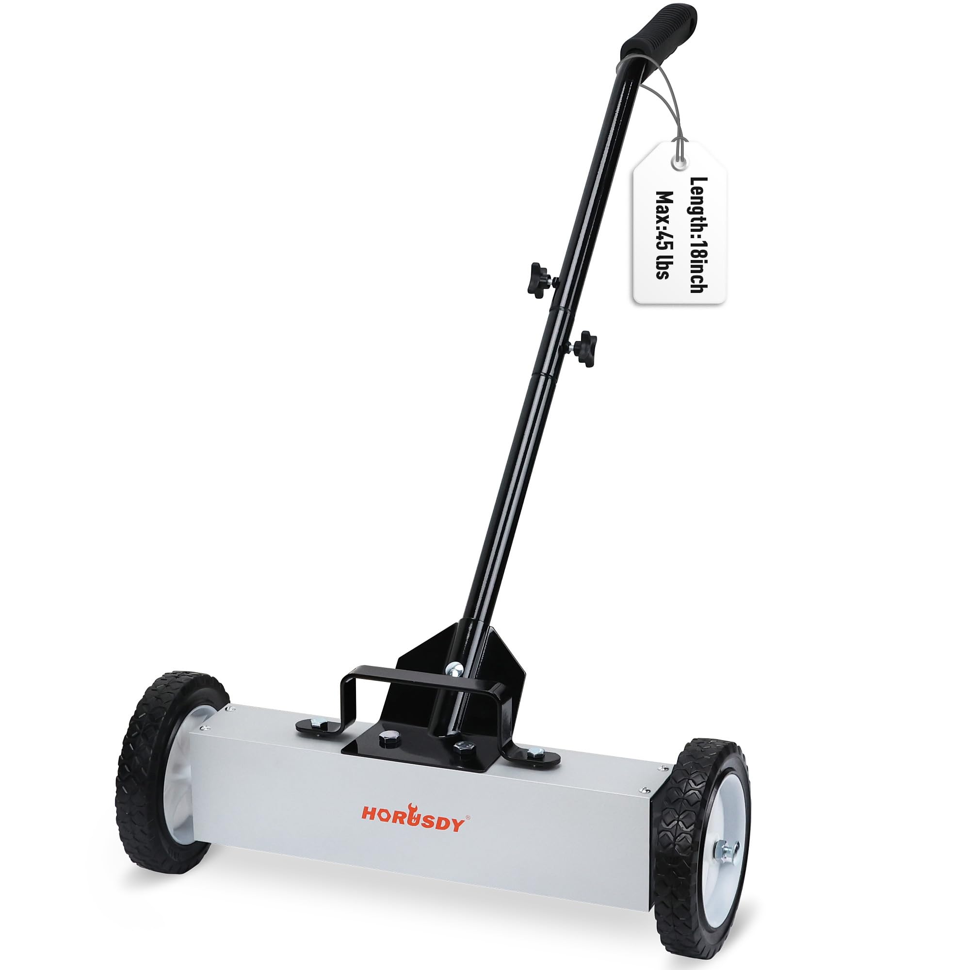HORUSDY 18-Inch Rolling Magnetic Sweeper with Wheels, Magnet Pickup Sweeper, Push-Type Nail Magnet Sweeper for Workshop, Garage, and Yard Cleanup